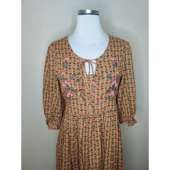 April Cornell Safflower Embroidered Maxi Dress Pockets Prairie Cottage - XXS - Picture 6 of 16